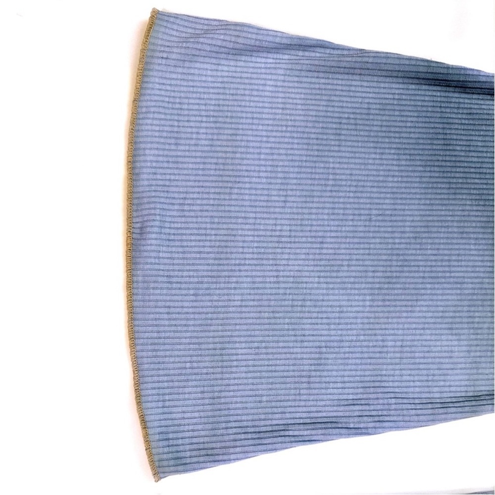 "Arctic Tease" Blue and Tan Patchwork Ribbed Knit Two Piece Matching Pants Set - Picture 4 of 5